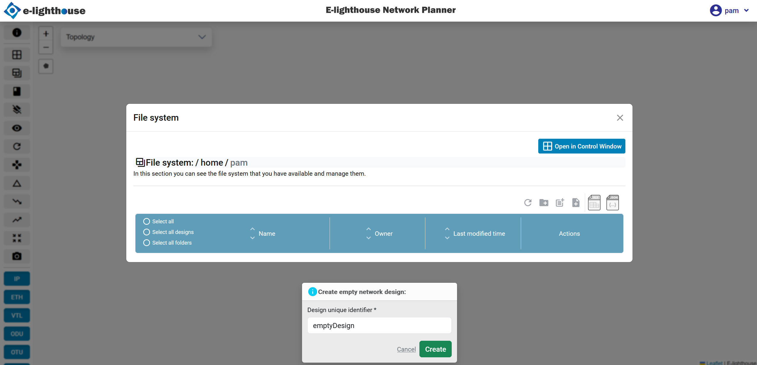 File System > Form to Create a Network Design